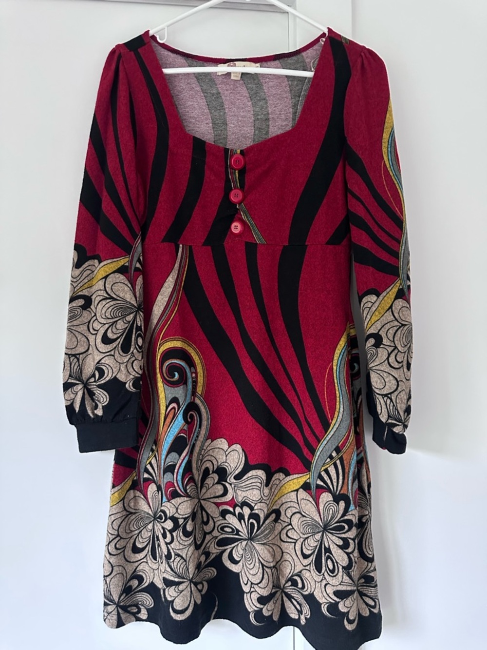 Aryeh Red and Black Long-Sleeve Dress